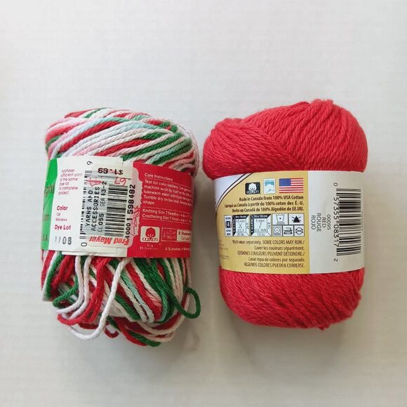 Lot of 8 Lily Sugar 'n Cream Holiday Christmas Red Green Cotton Ombre Yarn - Picture 15 of 16